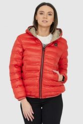 BLAUER Pomarańczowo-beżowa dwustronna kurtka Stella reversible down jacket. Brązowe kurtki Blauer USA, l, bez wzorów, z puchu, bez kaptura. W wyprzedaży za 859.99 zł.
