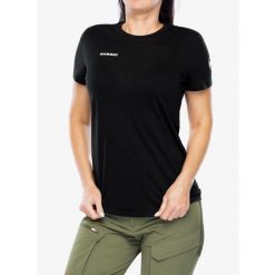 Koszulka merino damska Mammut Tree Wool FL T-Shirt. Czarne t-shirty sportowe Mammut, bez wzorów, bez ramiączek. Za 341.45 zł.