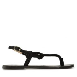 Sandały Manebi. Czarne sandały Manebi, bez wzorów, bez obcasa, na płaskiej podeszwie, bez zapięcia. Za 369.99 zł.