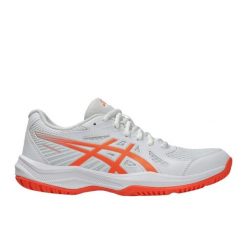 Buty do siatkówki Asics Upcourt 6 1072A107 102 białe. Białe buty treningowe bez wzorów, z kauczuku, bez zapięcia, na fitness i siłownię. Za 396.54 zł.