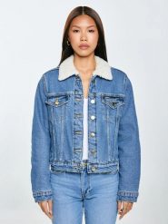 Kurtka damska jeansowa z kożuszkiem niebieska Aspen 485. Niebieskie kurtki BIG STAR, l, bez wzorów, z denimu, eleganckie, bez kaptura. Za 439.99 zł.