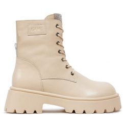 Trapery GOE. Brązowe traperki GOE, bez wzorów, bez obcasa, bez zapięcia. Za 499.99 zł.