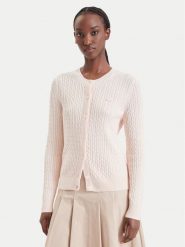 Lacoste Kardigan AF9872 Różowy jasny Regular Fit. Czerwone swetry Lacoste, bez wzorów, bez ramiączek. Za 814.99 zł.