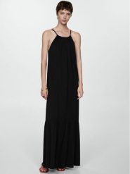 Mango Sukienka letnia Tulum 77042920 Czarny Loose Fit. Czarne sukienki Mango, s, bez wzorów, z bawełny, bez kołnierzyka, bez ramiączek. Za 59.99 zł.