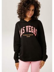 Aniston Bluza w kolorze czarnym rozmiar: 38. Czarne bluzy Aniston, bez wzorów, bez ramiączek, z kapturem. Za 98.45 zł.