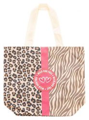 Zwillingsherz Shopper bag "Leo + Zebra" w kolorze beżowym rozmiar: onesize. Brązowe shopper bag Zwillingsherz, bez wzorów, z materiału, na ramię, bez dodatków. Za 60.99 zł.