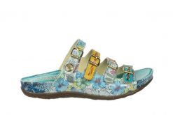 Klapki Laura Vita Liloo 5025 Turquoise 202066, Niebieski, Skóra naturalna - 38. Niebieskie klapki LAURA VITA, bez wzorów, z gumy, eleganckie, bez obcasa, na platformie, bez zapięcia. W wyprzedaży za 224.10 zł.