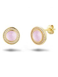 Les Petites Précieuses Pozłacane kolczyki-wkrętki z cyrkoniami i kwarcem różowym rozmiar: onesize. Czerwone kolczyki Les Petites Précieuses, z cyrkonią, pozłacane. Za 231.68 zł.