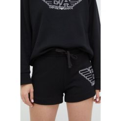 Emporio Armani Underwear szorty damskie kolor czarny z aplikacją medium waist. Czarne szorty Emporio Armani Underwear, z aplikacjami. Za 279.99 zł.