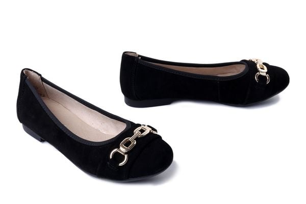 RIEKER REMONTE D0K10-02 black, baleriny damskie. Czarne baleriny Rieker Remonte, bez wzorów, ze skóry, bez obcasa, na obcasie, bez zapięcia. Za 277.43 zł.