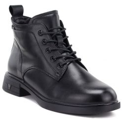Skórzane botki damskie ocieplane czarne Vinceza 39953. Czarne botki VINCEZA, bez wzorów, ze skóry, eleganckie, bez obcasa, bez zapięcia. Za 209.99 zł.