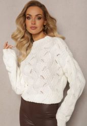 Jasnobeżowy Sweter Oversize z Ozdobnym Splotem Boeda. Brązowe swetry Renee, w ażurowe wzory, ze splotem, casualowe, bez ramiączek. W wyprzedaży za 71.99 zł.