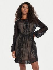 TWINSET Sukienka koktajlowa 241TP2030 Czarny Loose Fit. Czarne sukienki Twinset, bez wzorów, z syntetyku, wizytowe, bez kołnierzyka, bez ramiączek. Za 1,159.00 zł.