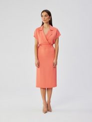Stylove Sukienka w kolorze pomarańczowym rozmiar: L. Pomarańczowe sukienki Stylove, na co dzień, l, bez wzorów, z tkaniny, bez kołnierzyka, bez ramiączek, midi, proste. Za 304.95 zł.