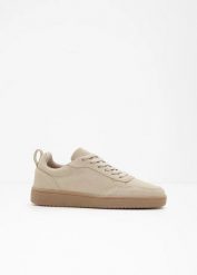 Sneakersy skórzane. Brązowe buty sportowe lifestyle bonprix, bez wzorów, ze skóry, sportowe, bez zapięcia. Za 147.99 zł.