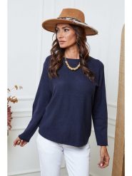 So Cachemire Sweter "Ianaz" w kolorze granatowym rozmiar: M. Niebieskie swetry So Cachemire, m, bez wzorów, ze splotem, bez ramiączek. Za 188.40 zł.