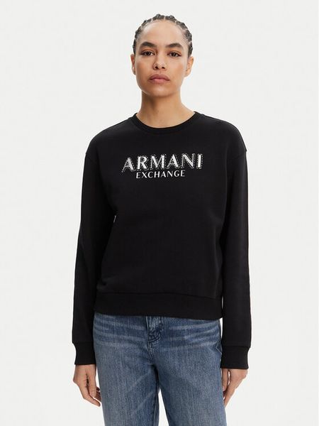 Armani Exchange Bluza XW000159 AF11851 UC001 Czarny Regular Fit. Czarne bluzy Armani Exchange, xl, bez wzorów, z bawełny, bez ramiączek, bez kaptura. Za 319.99 zł.