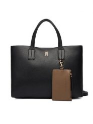 Tommy Hilfiger Torebka Th Icon Mini Tote AW0AW18233 Czarny. Czarne torebki klasyczne Tommy Hilfiger, bez wzorów, ze skóry, bez dodatków. Za 649.99 zł.
