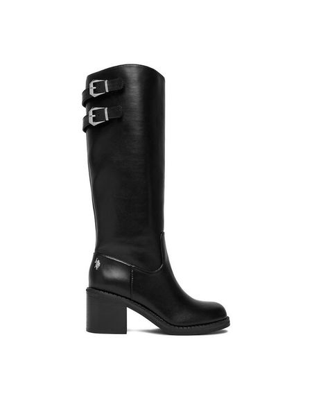 U.S. Polo Assn. Kozaki EO-SABINA001W/EY1 Czarny. Czarne kozaki U.S. Polo Assn., bez wzorów, z materiału, bez obcasa, na słupku, bez zapięcia. Za 379.99 zł.