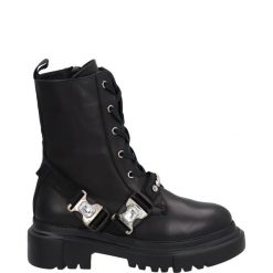 CZARNE BOTKI 1006-37 BLACK. Czarne botki Venezia, bez wzorów, ze skóry, bez obcasa, bez zapięcia. Za 249.00 zł.