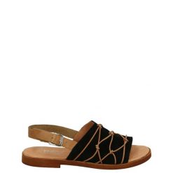 ZAMSZOWE SANDAŁY C636 BLACK-COURO. Czarne sandały Venezia, bez wzorów, ze skóry, bez obcasa, bez zapięcia. Za 199.00 zł.