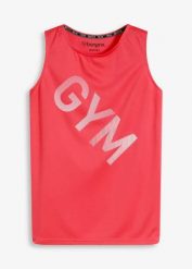 Top funkcyjny szybkoschnący. Czerwone topy bonprix, bez wzorów, sportowe, bez kołnierzyka, bez ramiączek. Za 19.99 zł.