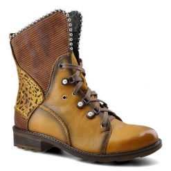 Żółte Trzewiki Maciejka Damskie Stylowe Obuwie. Żółte botki Maciejka, bez wzorów, prążkowane, eleganckie, bez obcasa, bez zapięcia. Za 339.00 zł.
