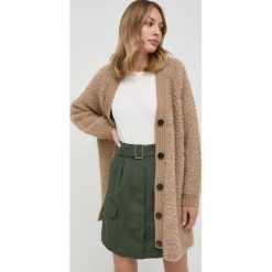 Weekend Max Mara kardigan wełniany damski kolor beżowy. Brązowe swetry Weekend Max Mara, l, bez wzorów, z dzianiny, bez ramiączek. Za 1,539.90 zł.