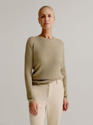 Josephine & Co Sweter "Lili" w kolorze szarobrązowym rozmiar: S. Brązowe swetry Josephine & Co, s, bez wzorów, prążkowane, bez ramiączek. Za 152.99 zł.