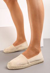 Beżowe Espadryle na Płaskiej Jutowej Podeszwie Lenarssa. Brązowe espadryle Renee, bez wzorów, boho, bez obcasa, na płaskiej podeszwie. W wyprzedaży za 47.99 zł.