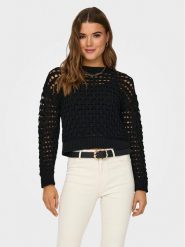 ONLY Sweter Linda 15311772 Czarny Regular Fit. Czarne swetry ONLY, l, bez wzorów, z syntetyku, bez ramiączek. Za 99.99 zł.