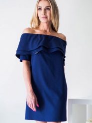 Sukienka Model Sandra Navy - Jersa. Niebieskie sukienki Jersa, l, bez wzorów, z elastanu, wizytowe, bez kołnierzyka, plus size, bez ramiączek, mini. Za 320.90 zł.