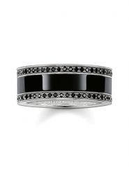 Thomas Sabo Srebrny pierścionek z cyrkoniami i onyksami rozmiar: 52. Szare pierścionki thomas sabo, z cyrkonią, srebrne. Za 261.57 zł.
