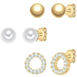 Yokoamii Kolczyki z pozlacanego mosiadzu z perla cyrkoniowa (synth.) 1 ct Damski. Białe kolczyki Yokoamii, z cyrkonią, pozłacane. Za 159.99 zł.