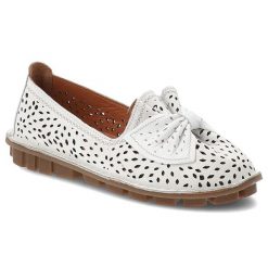 Białe Półbuty Artiker Wsuwane Obuwie Damskie. Białe półbuty wsuwane Artiker, na lato, w ażurowe wzory, eleganckie, bez obcasa. Za 233.99 zł.