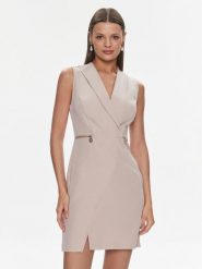 Rinascimento Sukienka koktajlowa CFC0117778003 Beżowy Regular Fit. Brązowe sukienki Rinascimento, l, bez wzorów, z syntetyku, wizytowe, bez kołnierzyka, bez ramiączek. Za 509.99 zł.