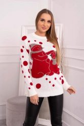 Sweter świąteczny z bałwankami ecru. Swetry KESI, l, bez wzorów, z wełny, wizytowe, plus size, bez ramiączek. Za 125.45 zł.