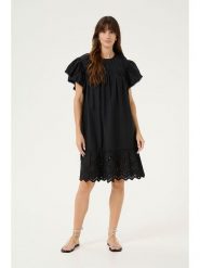 CULTURE Sukienka w kolorze czarnym rozmiar: L. Czarne sukienki Culture, l, bez wzorów, z bawełny, bez kołnierzyka, bez ramiączek, midi, rozkloszowane. Za 173.99 zł.