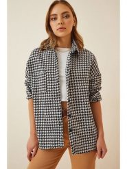 Happiness Istanbul Kurtka koszulowa w kolorze czarno-białym rozmiar: 40. Białe kurtki Happiness Istanbul, bez wzorów, bez kaptura. Za 73.99 zł.