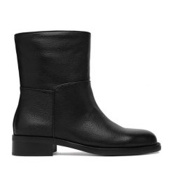 Botki GINO ROSSI. Czarne botki Gino Rossi, bez wzorów, bez obcasa, na słupku, bez zapięcia. Za 349.99 zł.