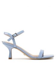 Guess Sandały Rimia FL6RMA PAF03 Niebieski. Niebieskie sandały Guess, z aplikacjami, ze skóry, bez obcasa, na szpilce, bez zapięcia. Za 449.99 zł.