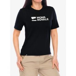 Koszulka damska Mons Royale Icon Merino Air-Con Relaxed Tee. Czarne t-shirty sportowe Mons Royale, bez wzorów, bez ramiączek. Za 276.99 zł.
