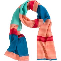 Chusta w kolorowe pasy bonprix truskawkowo-koralowo-miętowy. Chusty marki B'TWIN. Za 27.99 zł.
