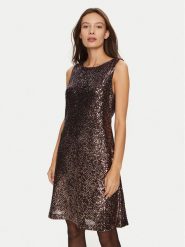 DKNY Sukienka koktajlowa DD4HZB44 Brązowy Slim Fit. Brązowe sukienki DKNY, bez wzorów, z syntetyku, wizytowe, bez kołnierzyka, bez ramiączek. Za 409.99 zł.