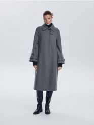 Płaszcz z dodatkiem wełny - ciemnoszary. Szare płaszcze Reserved, l, bez wzorów, z tkaniny, bez kaptura. Za 359.99 zł.