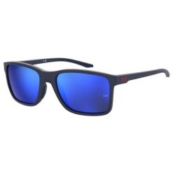 Okulary przeciwsłoneczne Under Armour Hustle XL S3. Niebieskie okulary przeciwsłoneczne Under Armour, bez wzorów, prostokątne. Za 339.99 zł.