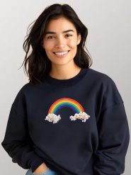 WOOOP Bluza "Candy rainbow" w kolorze granatowym rozmiar: S. Niebieskie bluzy Wooop, s, bez wzorów, z bawełny, bez kaptura. Za 110.29 zł.