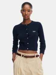 Tommy Jeans Kardigan Pointelle DW0DW22931 Granatowy Regular Fit. Niebieskie swetry Tommy Jeans, xl, bez wzorów, z jeansu, bez ramiączek. Za 449.99 zł.