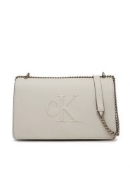 Calvin Klein Jeans Torebka Sculpted Ew Flap25 Shoulder Bag LV04K3035G Biały. Białe kopertówki Calvin Klein Jeans, bez wzorów, z jeansu, wizytowe, bez dodatków. Za 359.99 zł.