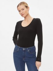 Tommy Hilfiger Bluzka WW0WW41654 Czarny Slim Fit. Czarne bluzki Tommy Hilfiger, xl, bez wzorów, z wiskozy, bez kołnierzyka, bez ramiączek. Za 169.99 zł.